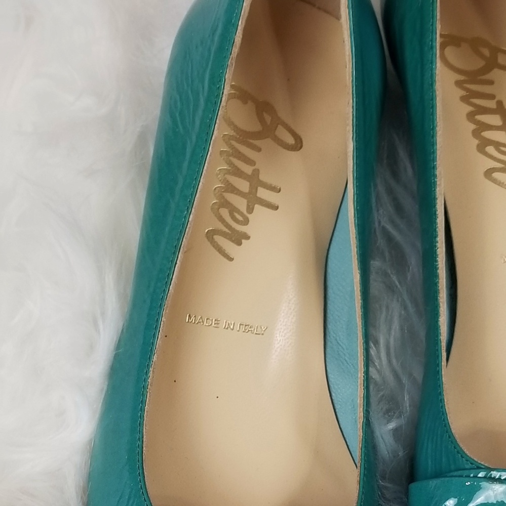 Butter turquoise wedge bow front shoes size 6.5 - Picture 6 of 6